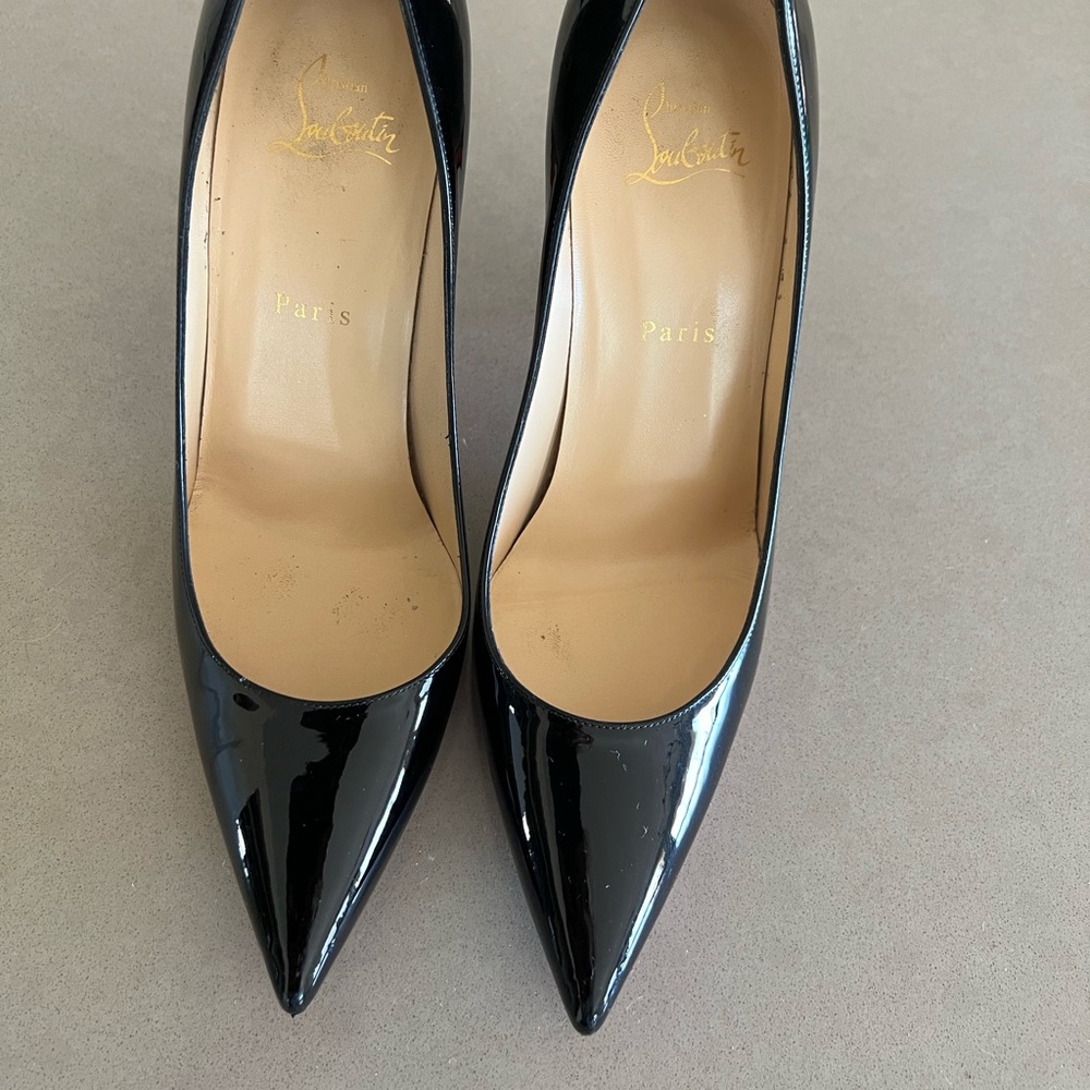 Christian Louboutin, black patent leather heels